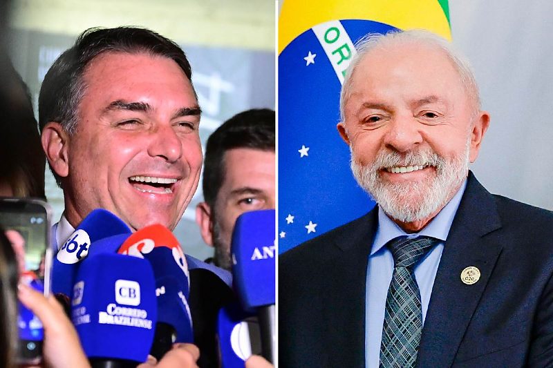 Flavio Bolsonaro (PL) e Lula (PT)