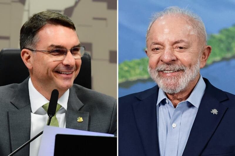 Flavio Bolsonaro (PL) e Lula (PT)